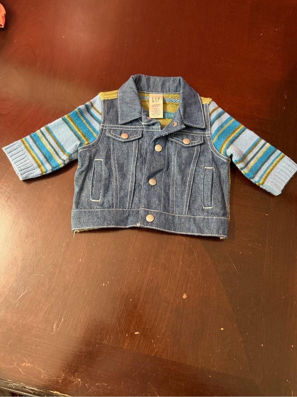 Vintage 2000 Baby Gap Newborn Denim & Lambswool Knit Jacket 12-17 lbs Y2K